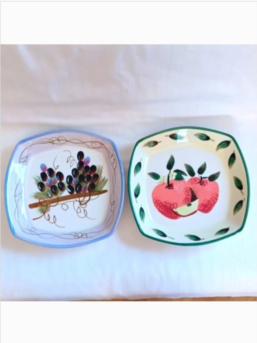 Gryphonware Set of 2 Square Fruit Motif Side/Snack Plates